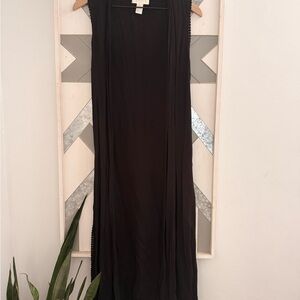 Elegant Black Sleeveless Cover Up Cardigan